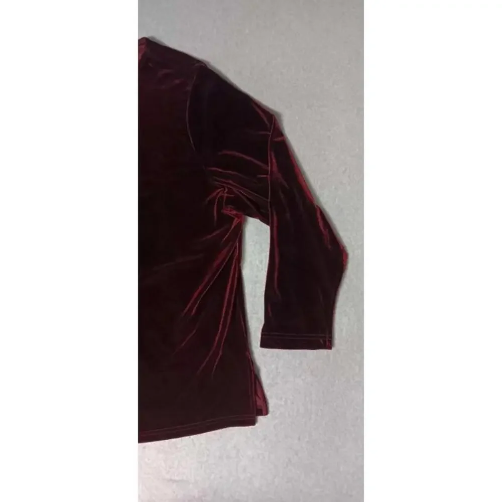 Kathie Lee Long Sleeve Velvet Blouse Womens Size 22W/24W Maroon Soft And... - Picture 6 of 11